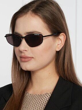 Balenciaga BB0277S 001 Unisex Sunglasses Black Rectangle Frame, Grey Lenses